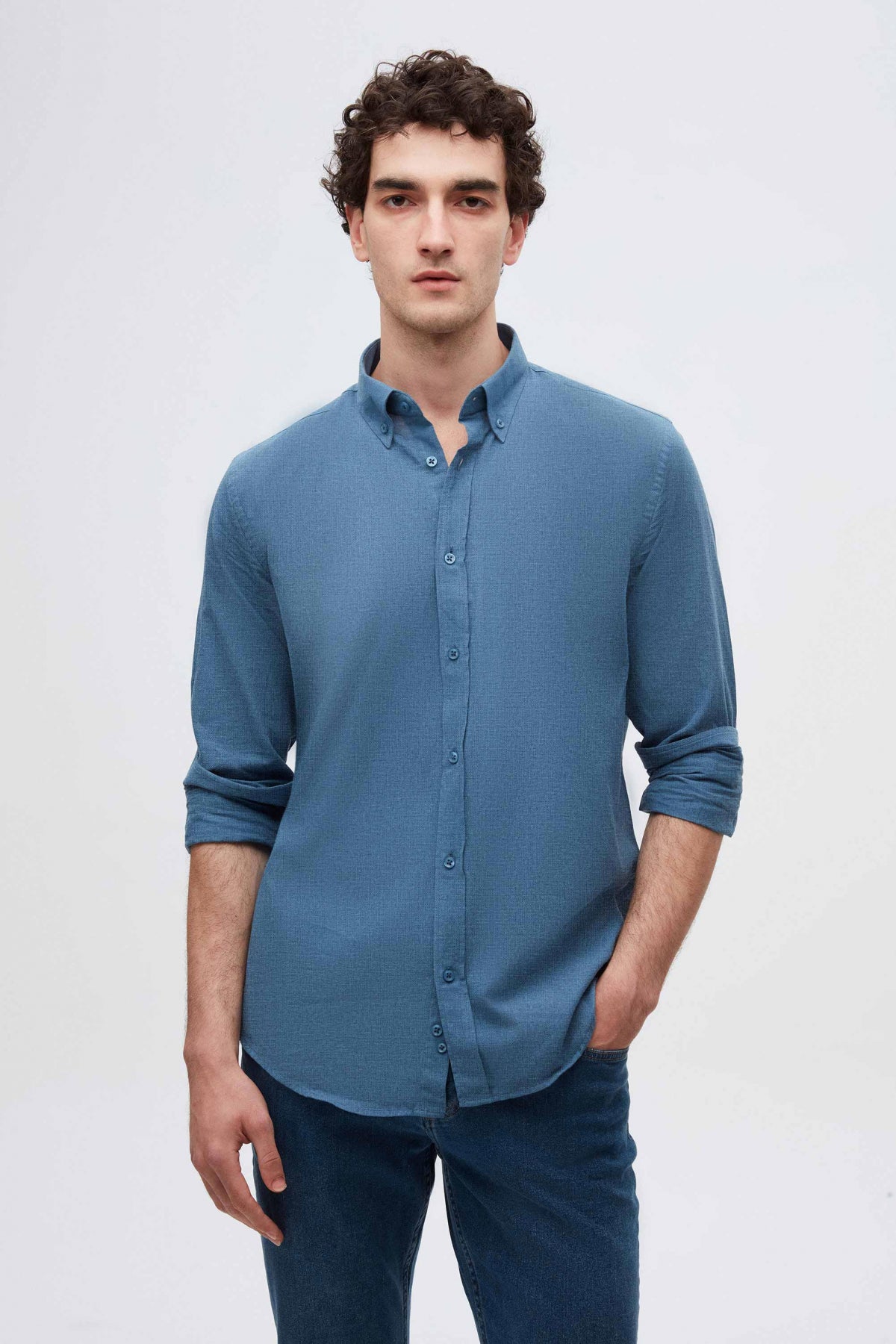 CAMASA D'S DAMAT SLIM FIT  - Albastru