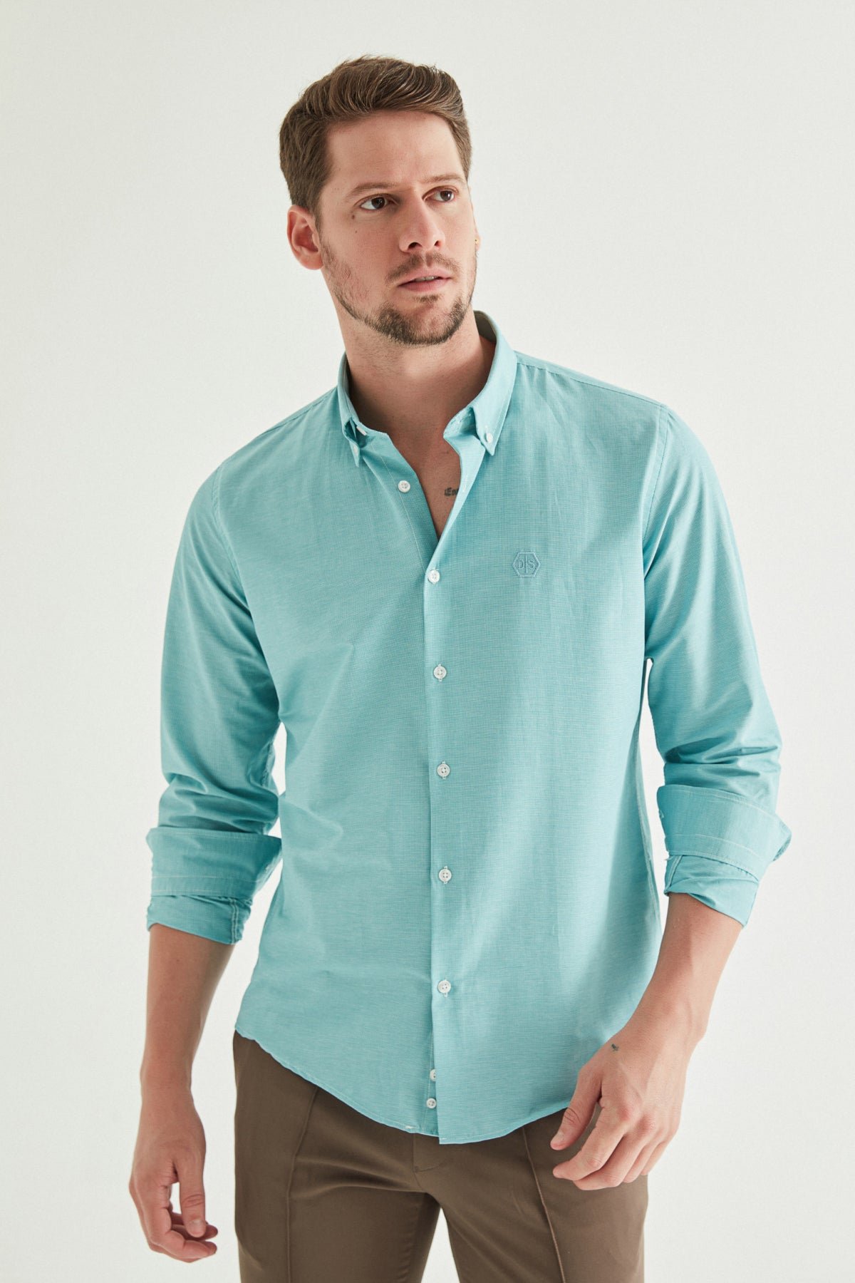 CAMASA CASUAL SLIM FIT D'S DAMAT  - Verde