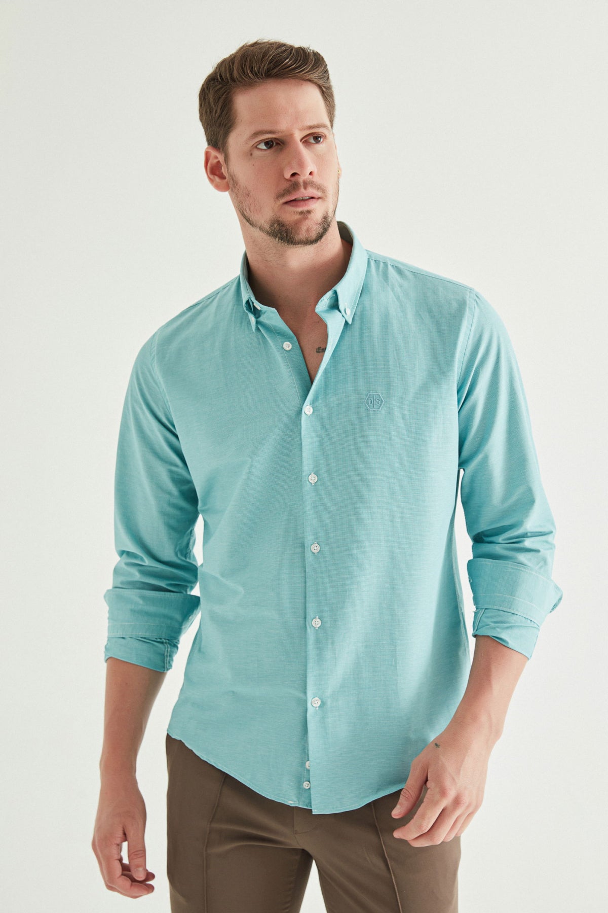 CAMASA CASUAL SLIM FIT D'S DAMAT  - Verde