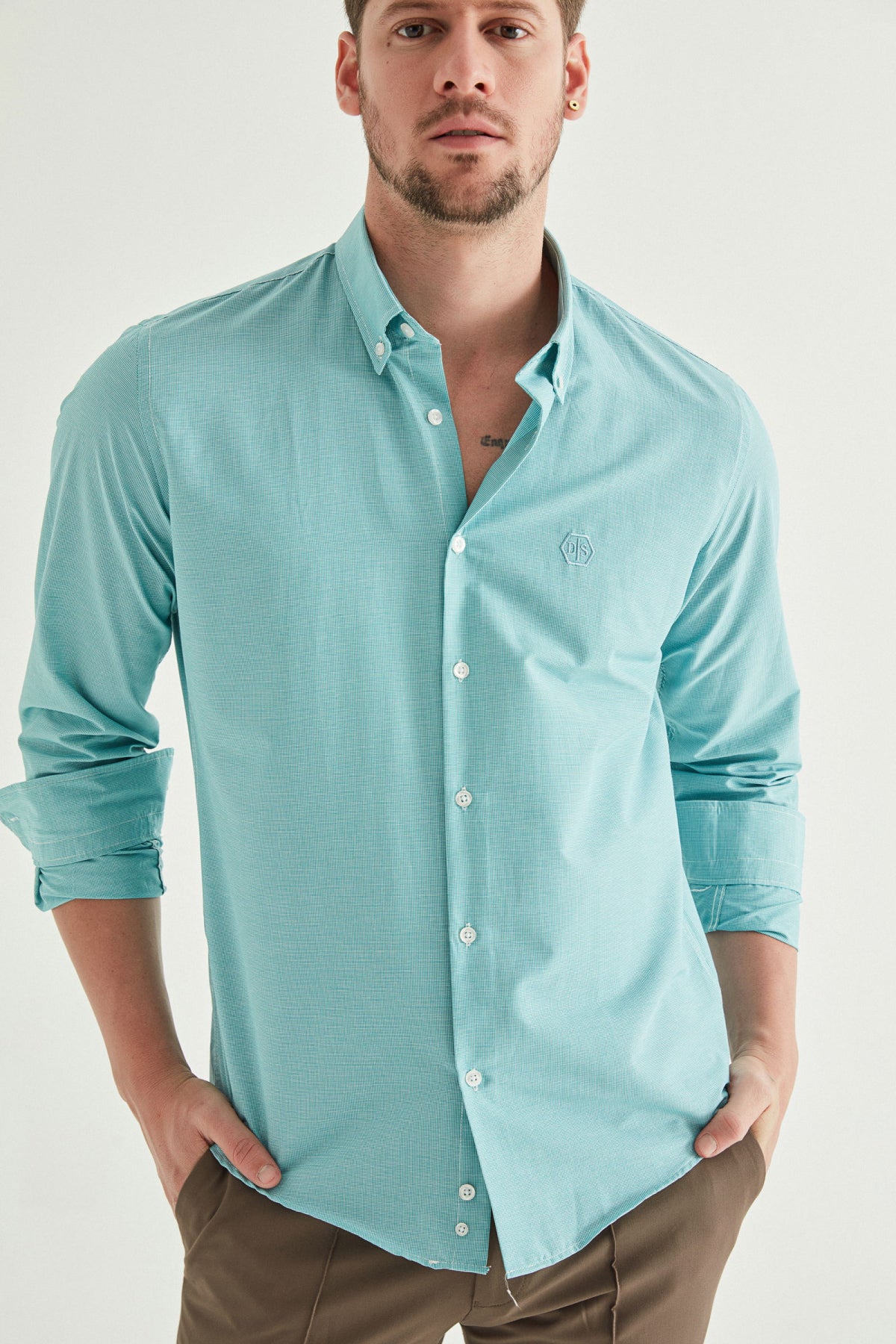 CAMASA CASUAL SLIM FIT D'S DAMAT  - Verde