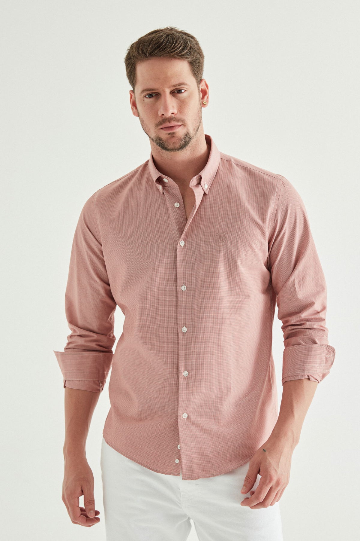 CAMASA CASUAL SLIM FIT D'S DAMAT  - Portocaliu