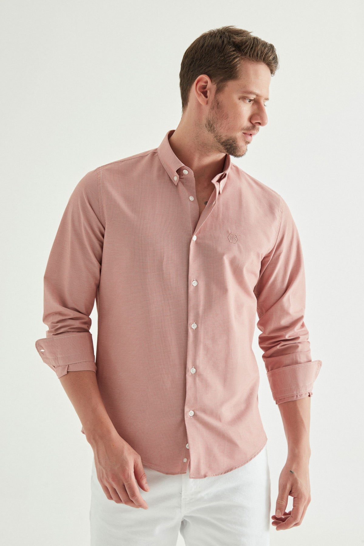 CAMASA CASUAL SLIM FIT D'S DAMAT  - Portocaliu