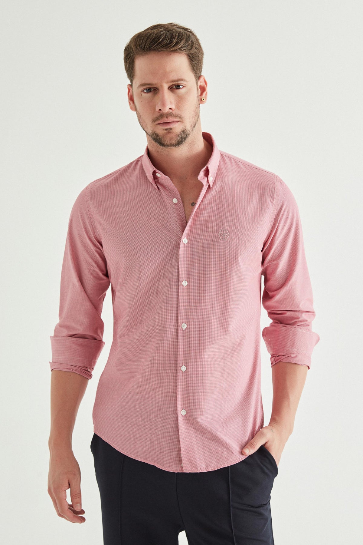 CAMASA CASUAL SLIM FIT D'S DAMAT  - Fumuriu
