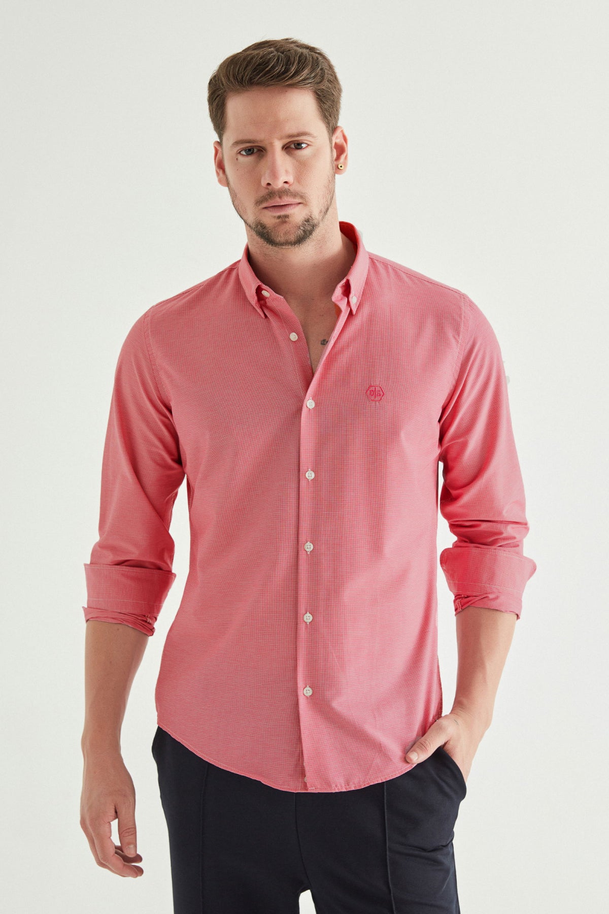 CAMASA CASUAL SLIM FIT D'S DAMAT  - Fumuriu