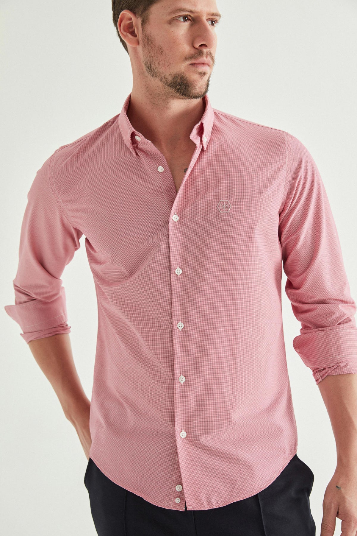 CAMASA CASUAL SLIM FIT D'S DAMAT  - Fumuriu