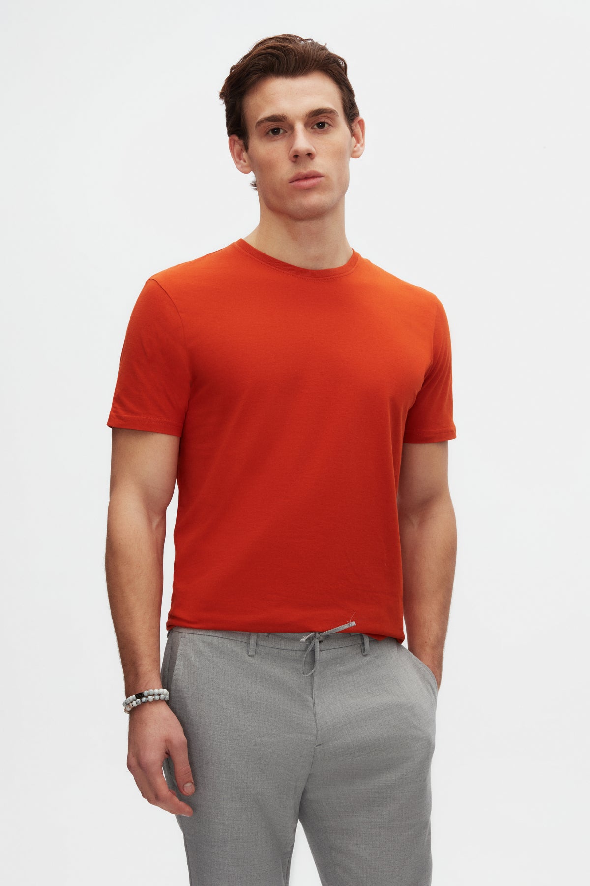 TRICOU SLIM FIT D'S DAMAT  - Cărămiziu
