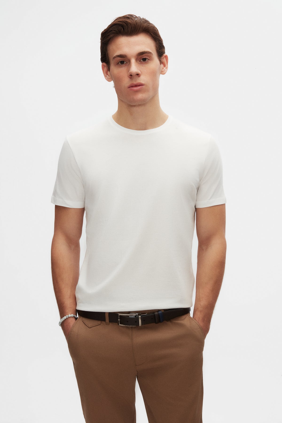 TRICOU SLIM FIT D'S DAMAT  - Alb