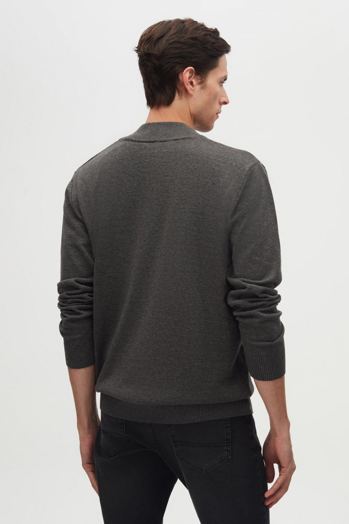 PULOVER CU FERMOAR SLIM FIT D'S DAMAT  - Antracit