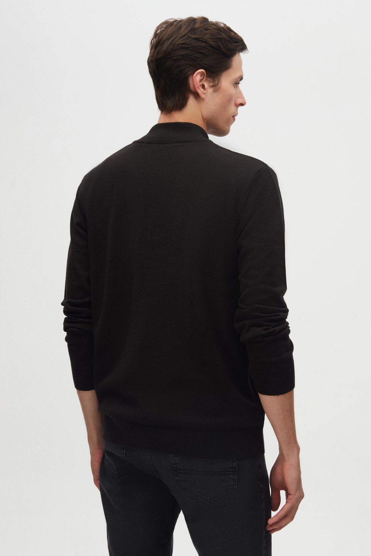 PULOVER CU FERMOAR SLIM FIT D'S DAMAT  - Negru