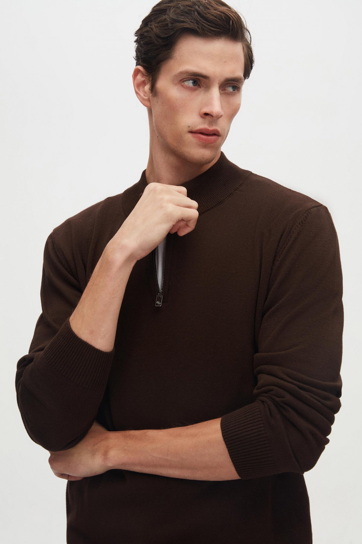 PULOVER CU FERMOAR SLIM FIT D'S DAMAT  - Maro