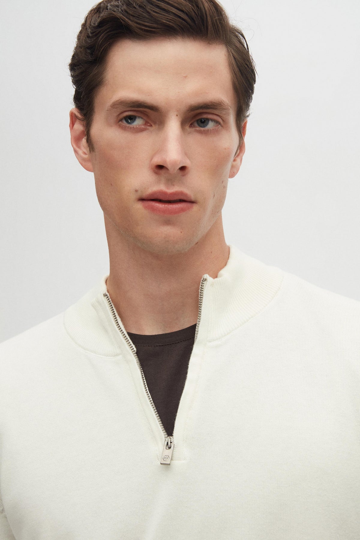 PULOVER CU FERMOAR SLIM FIT D'S DAMAT  - Ecru