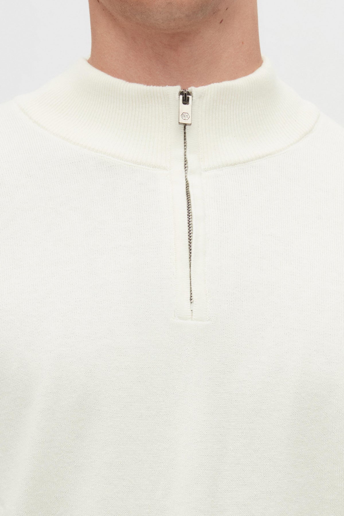 PULOVER CU FERMOAR SLIM FIT D'S DAMAT  - Ecru