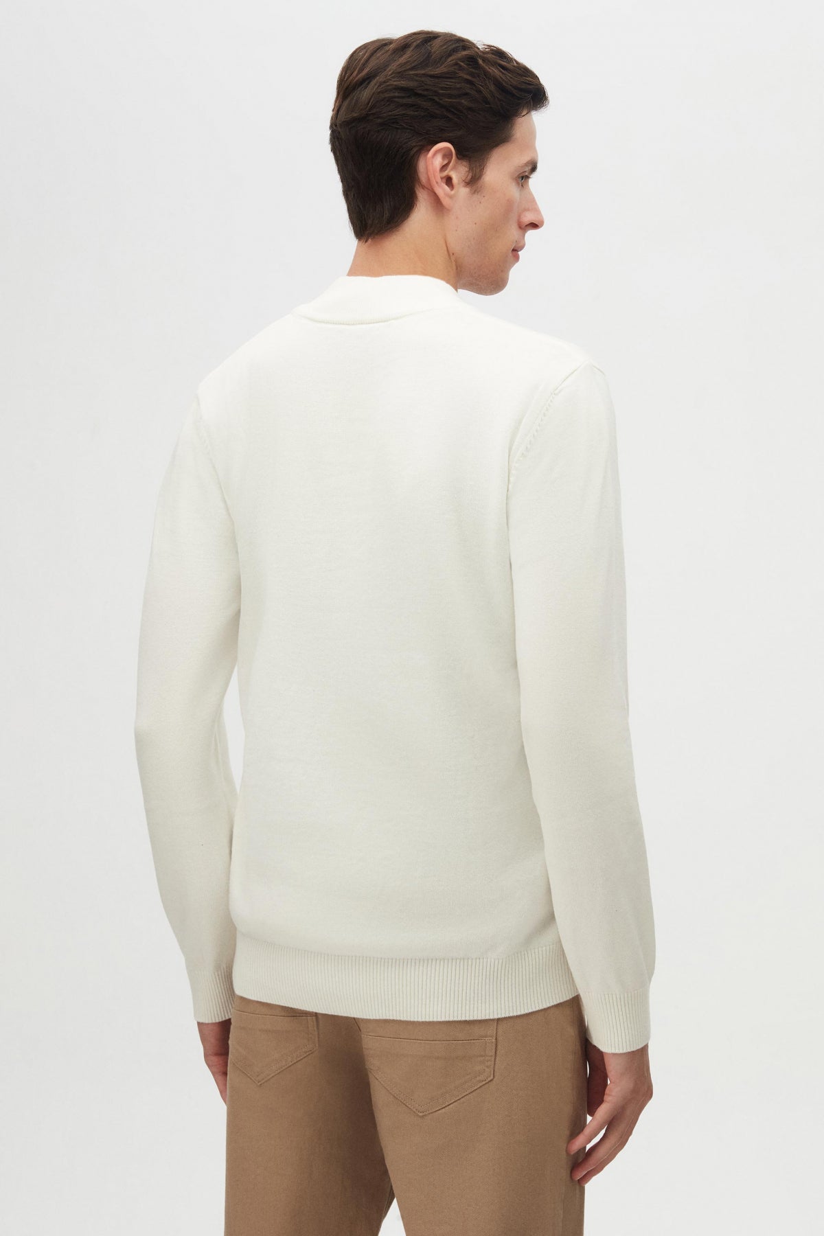 PULOVER CU FERMOAR SLIM FIT D'S DAMAT  - Ecru