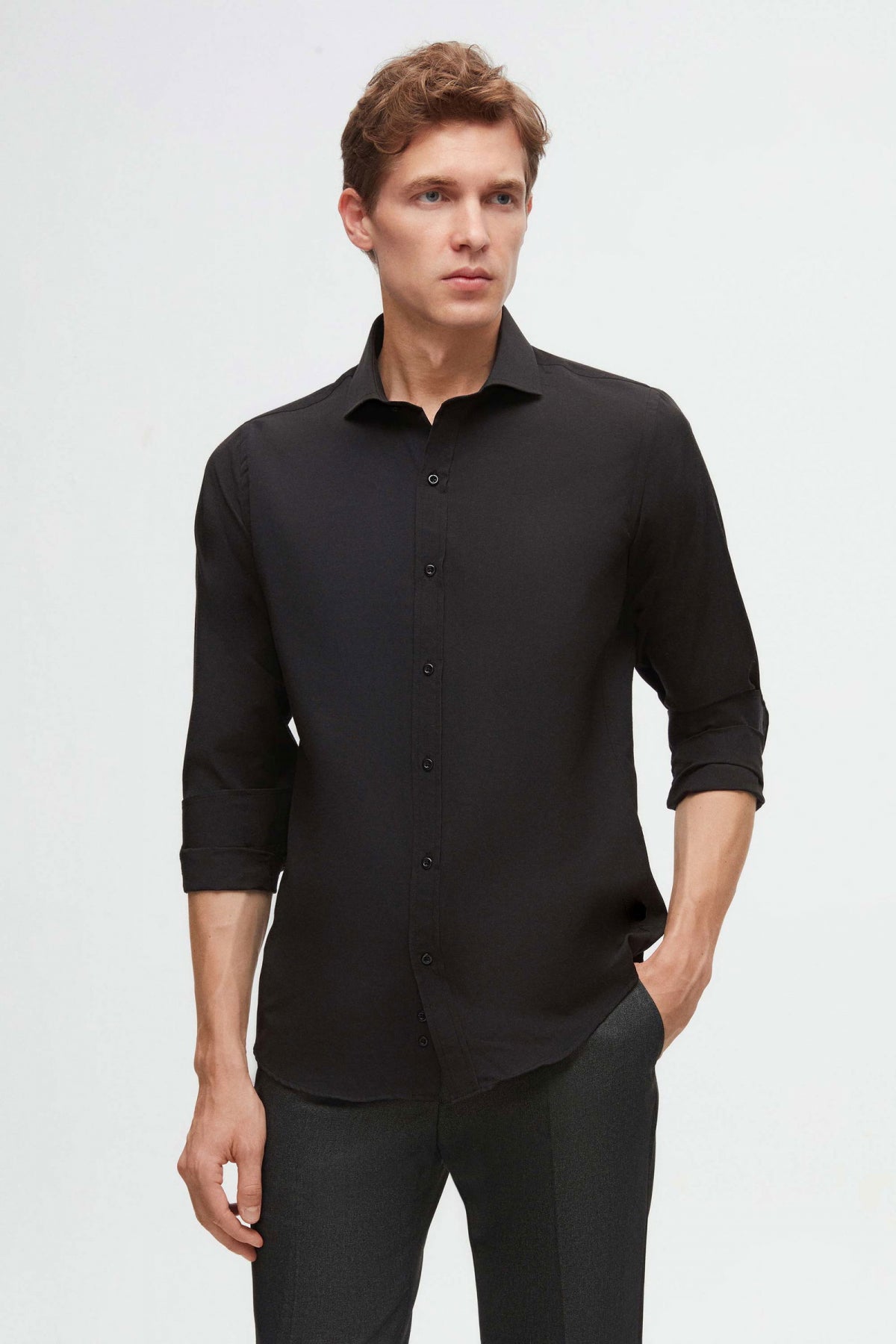 CAMASA SLIM FIT D'S DAMAT  - Negru