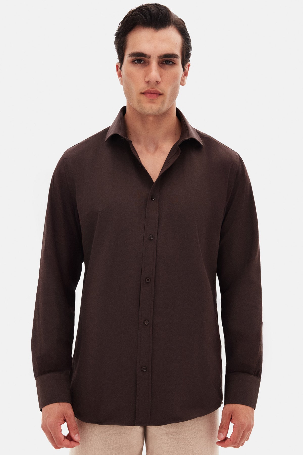 CAMASA SLIM FIT D'S DAMAT  - Maro Închis