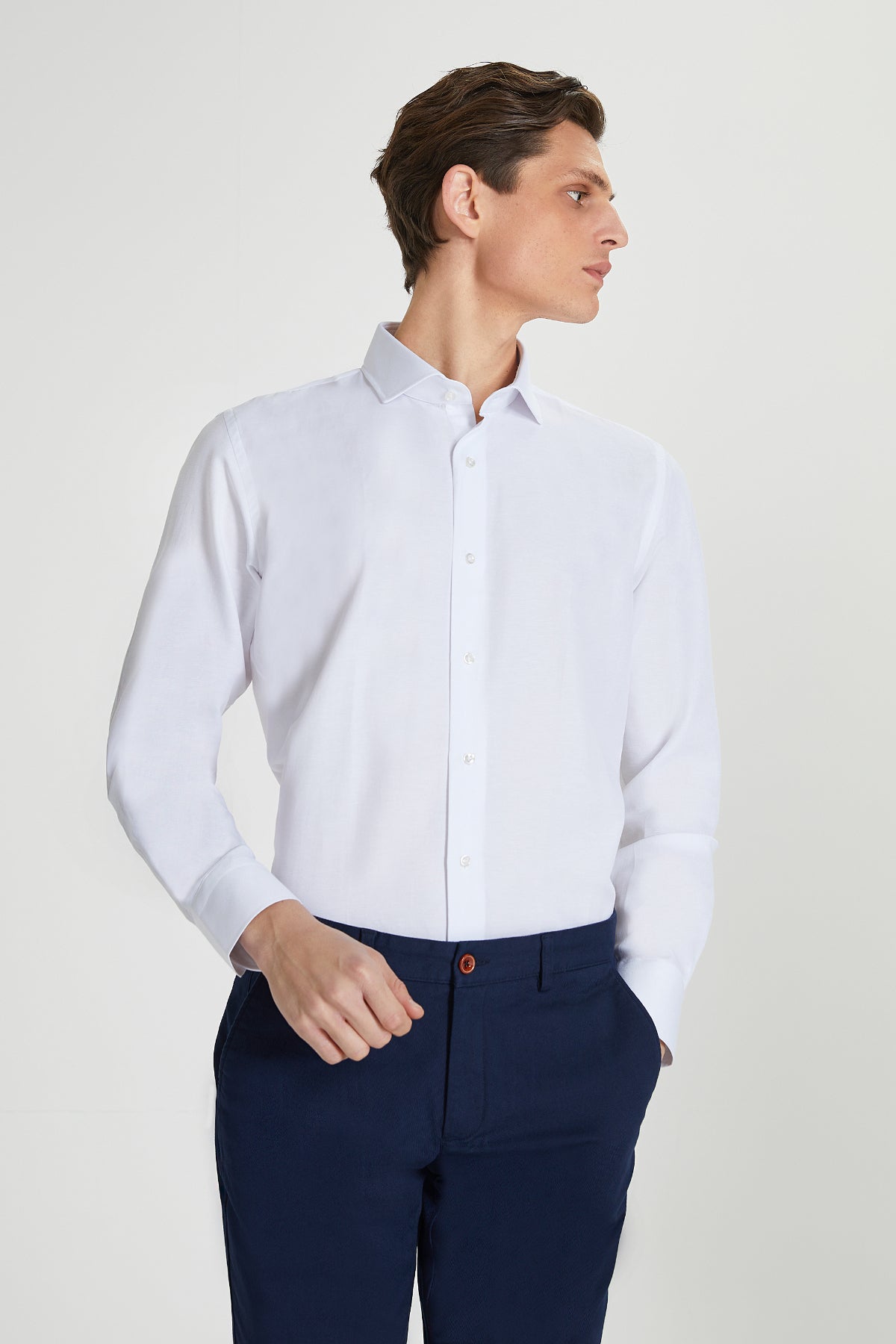 CAMASA SLIM FIT D'S DAMAT  - Alb