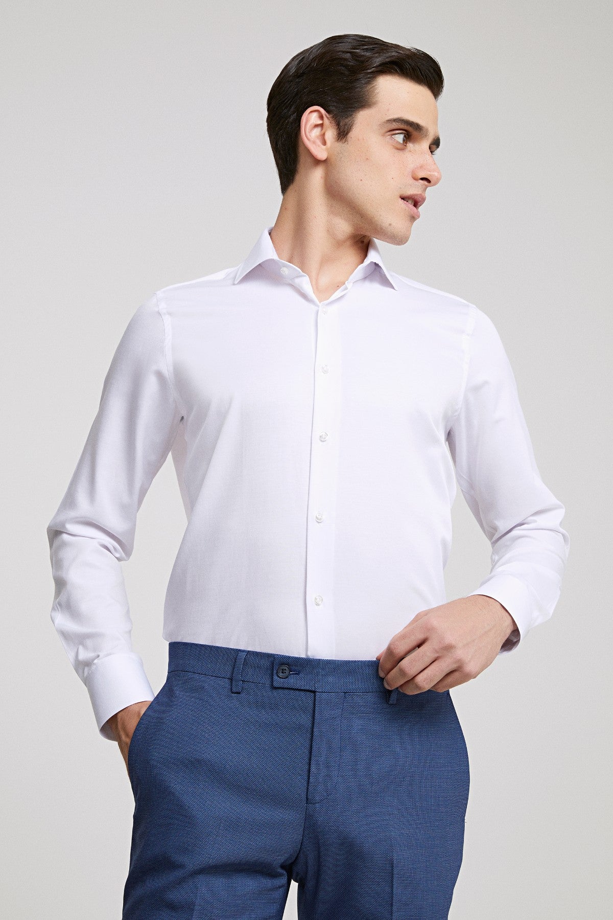 CAMASA SLIM FIT D'S DAMAT  - Alb