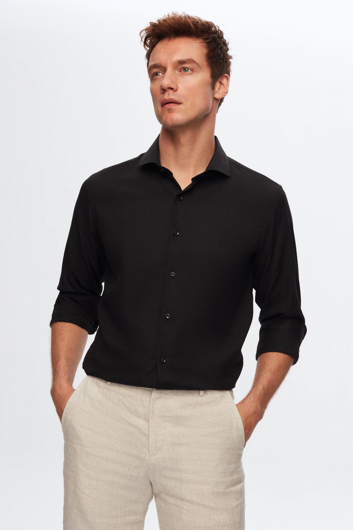 CAMASA SLIM FIT D'S DAMAT  - Negru