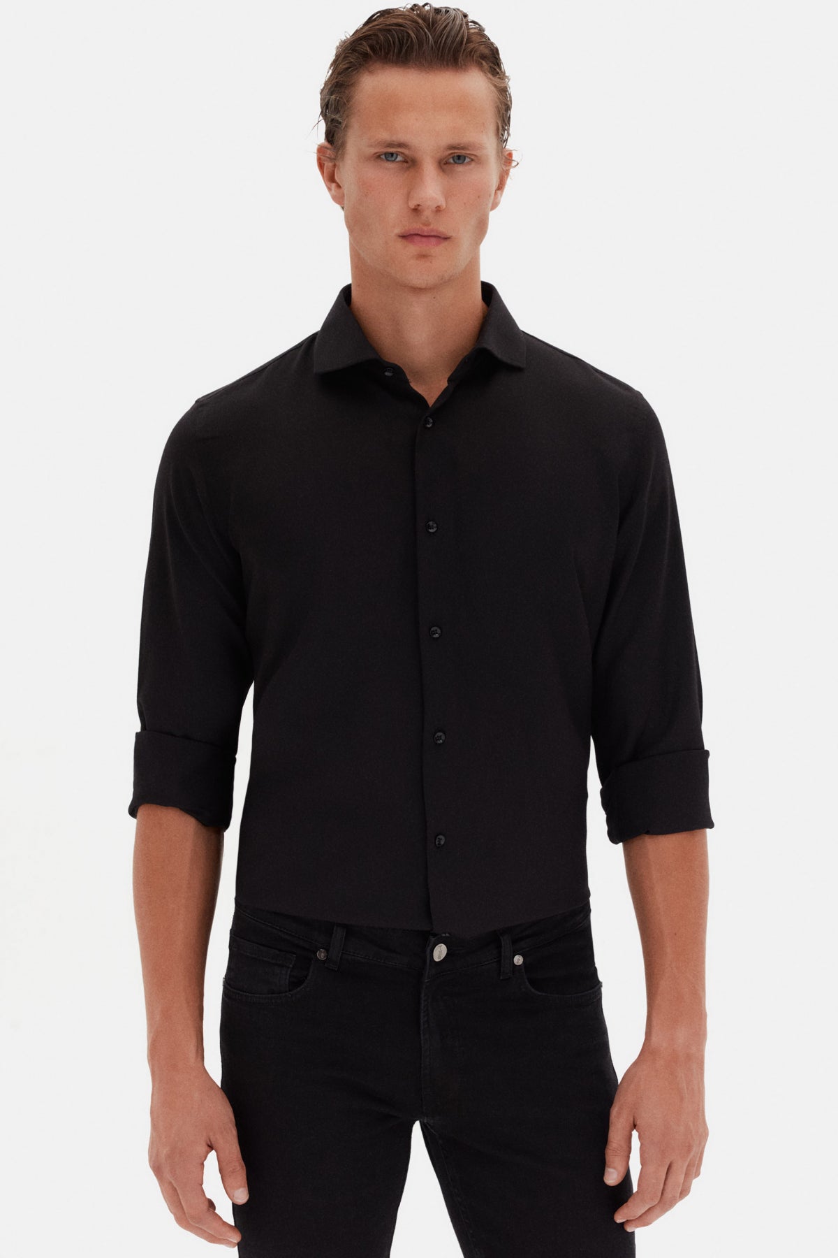 CAMASA SLIM FIT D'S DAMAT  - Negru