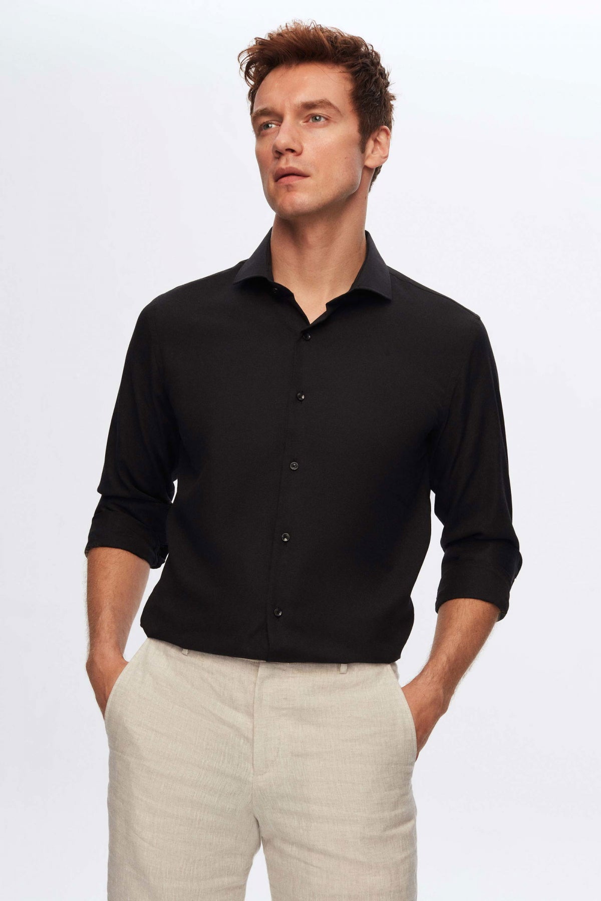 CAMASA SLIM FIT D'S DAMAT  - Negru