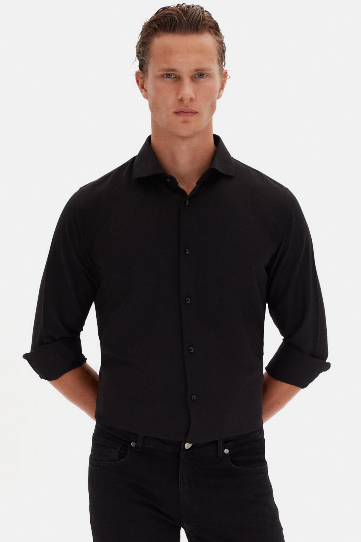CAMASA SLIM FIT D'S DAMAT  - Negru