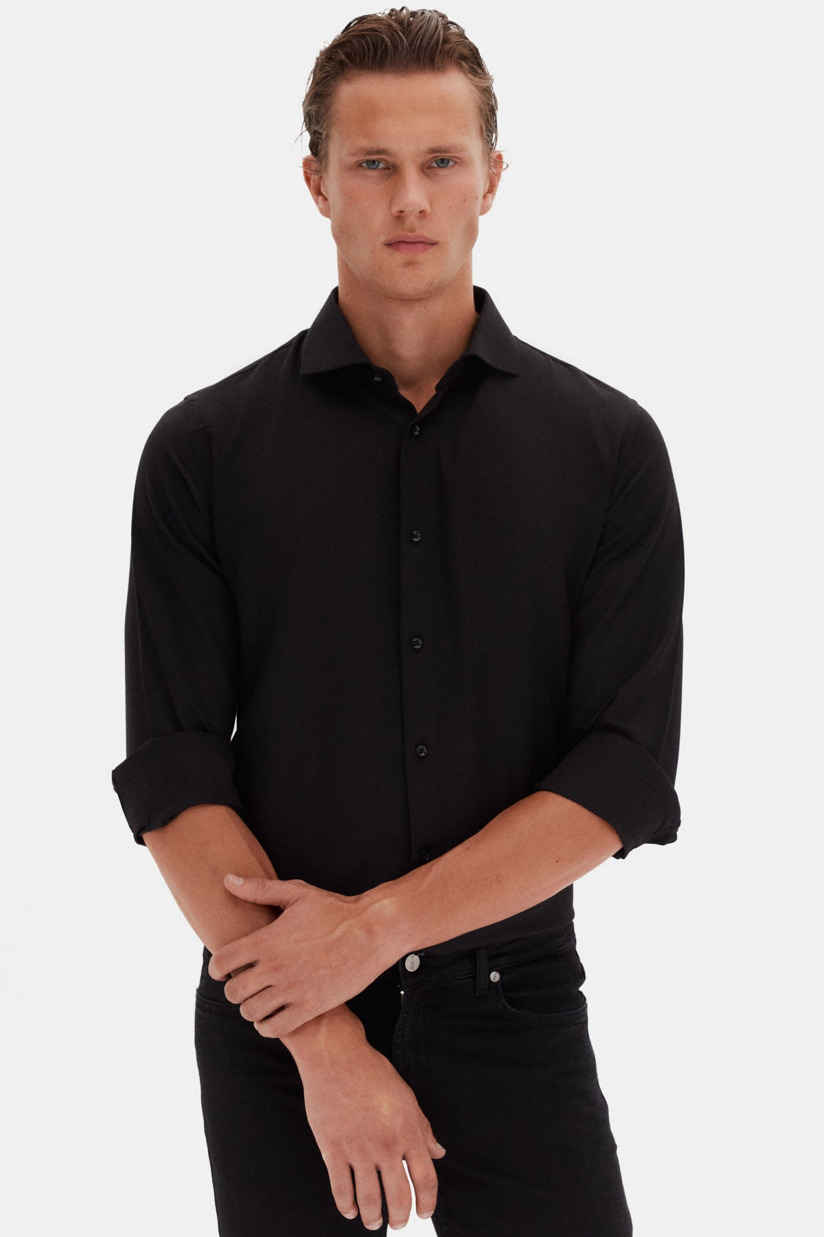 CAMASA SLIM FIT D'S DAMAT  - Negru