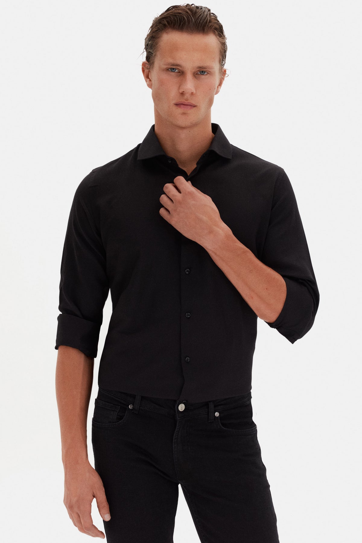 CAMASA SLIM FIT D'S DAMAT  - Negru