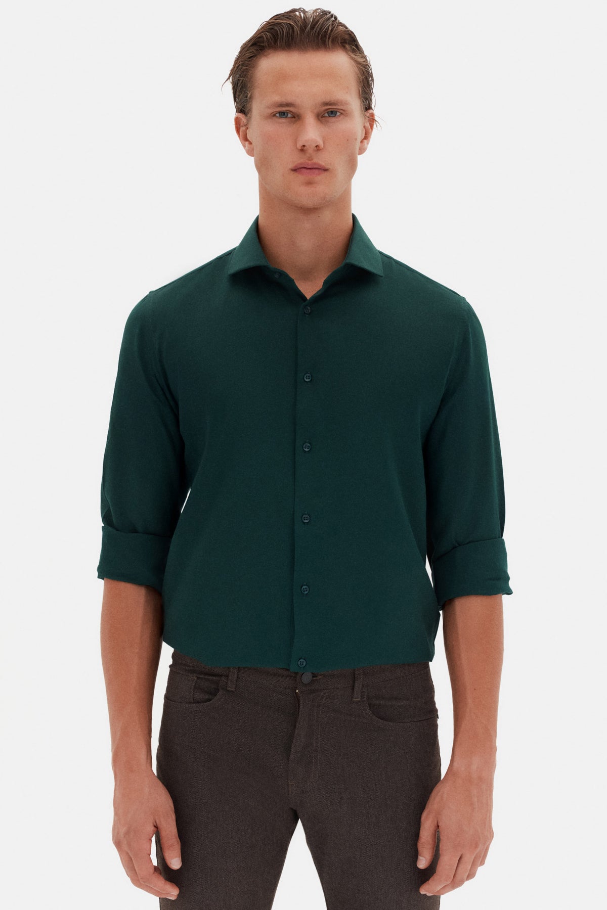 CAMASA SLIM FIT D'S DAMAT  - Verde Închis
