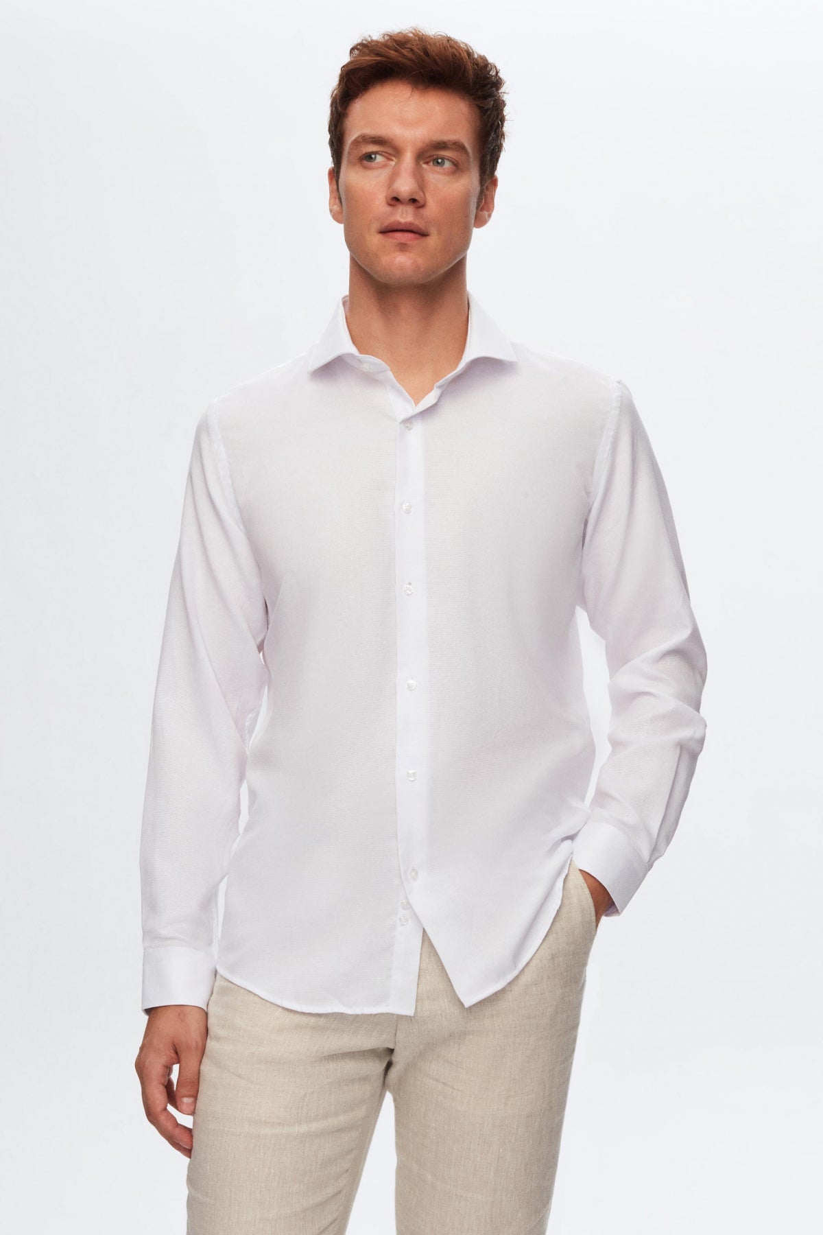CAMASA SLIM FIT D'S DAMAT  - Alb