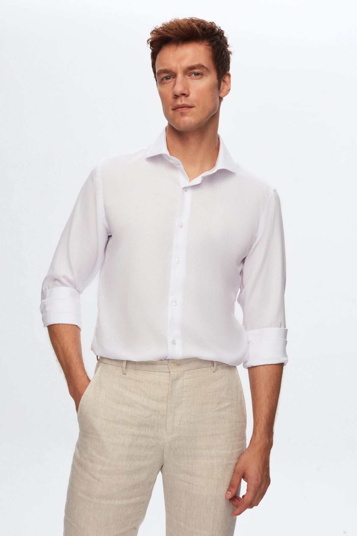 CAMASA SLIM FIT D'S DAMAT  - Alb