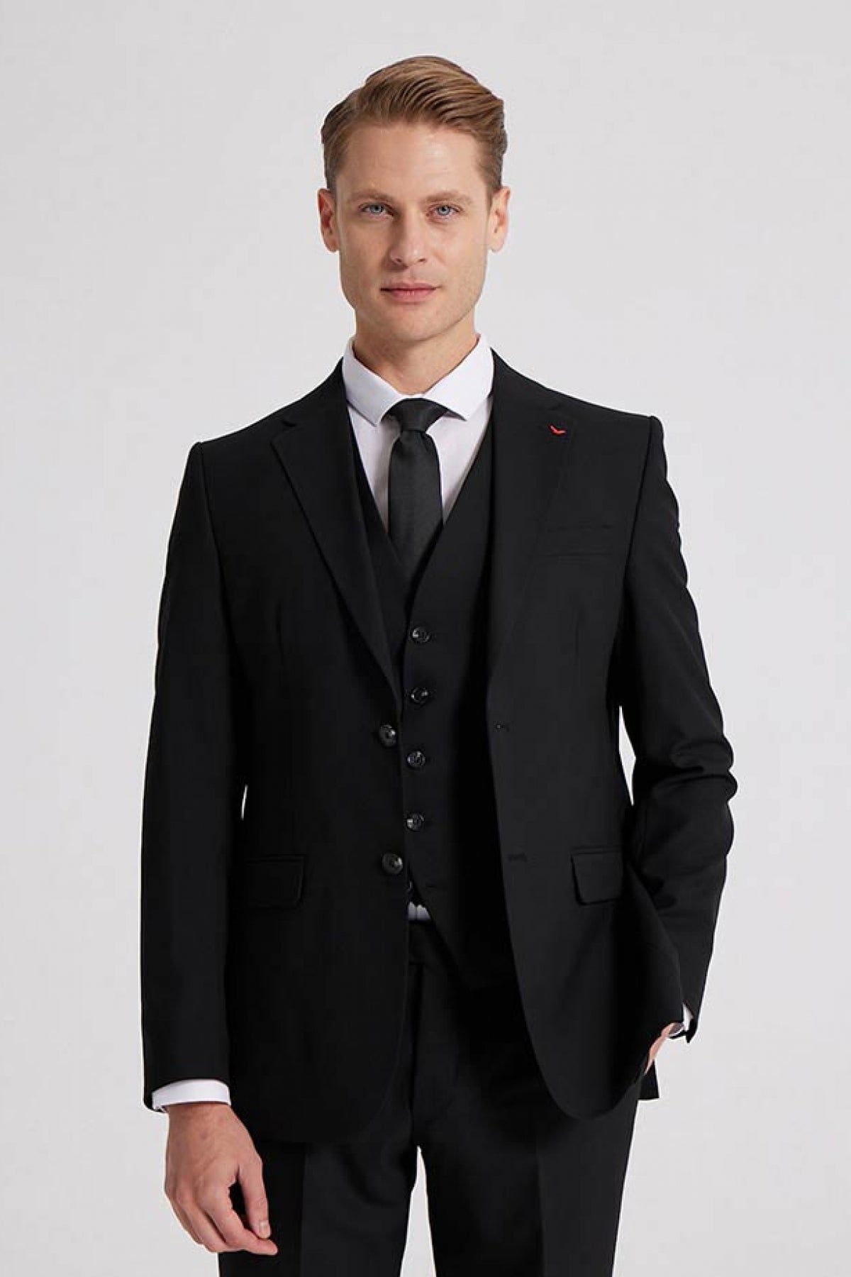 COSTUM CU VESTA SLIM FIT D'S DAMAT  - Negru