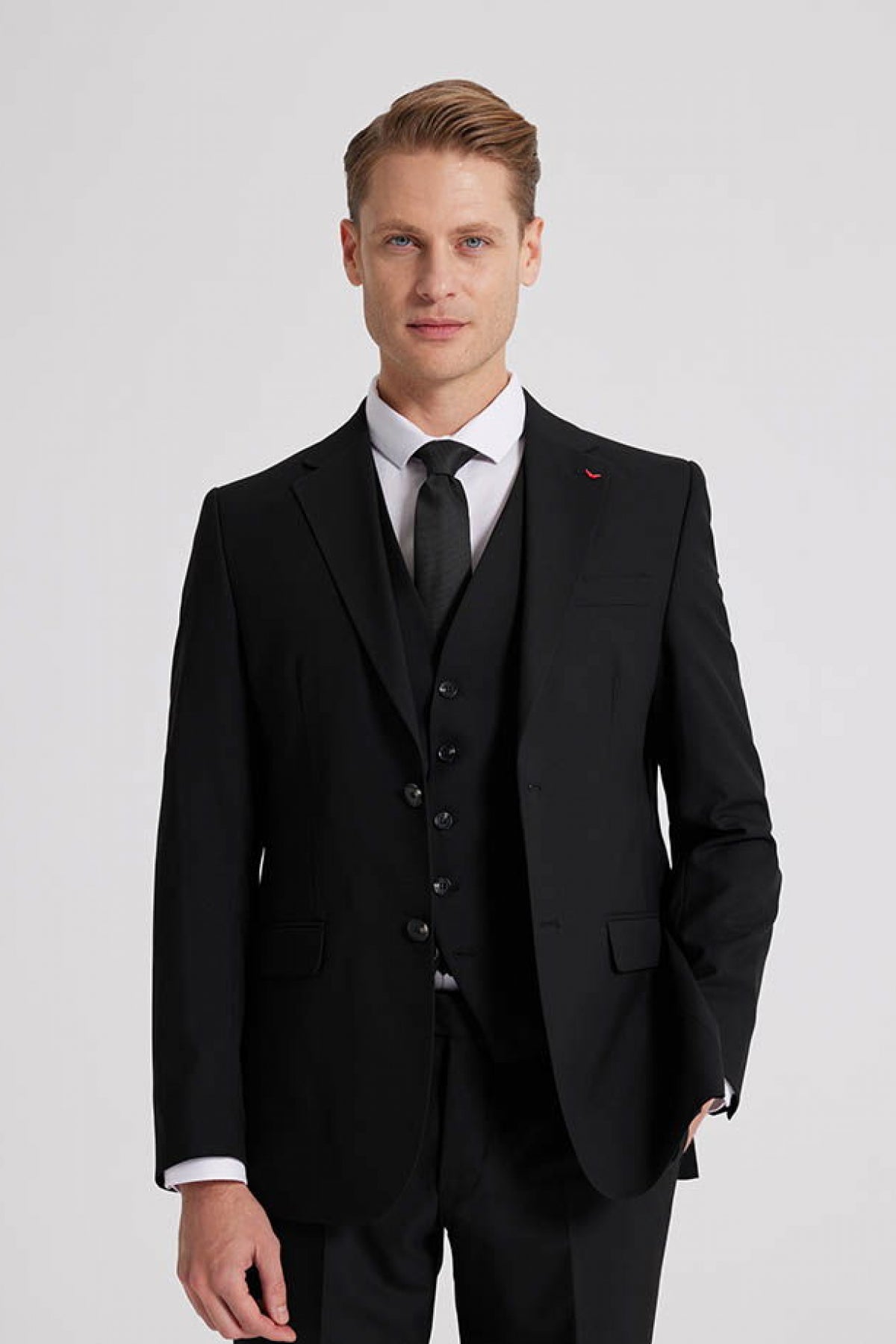 COSTUM CU VESTA SLIM FIT D'S DAMAT  - Negru