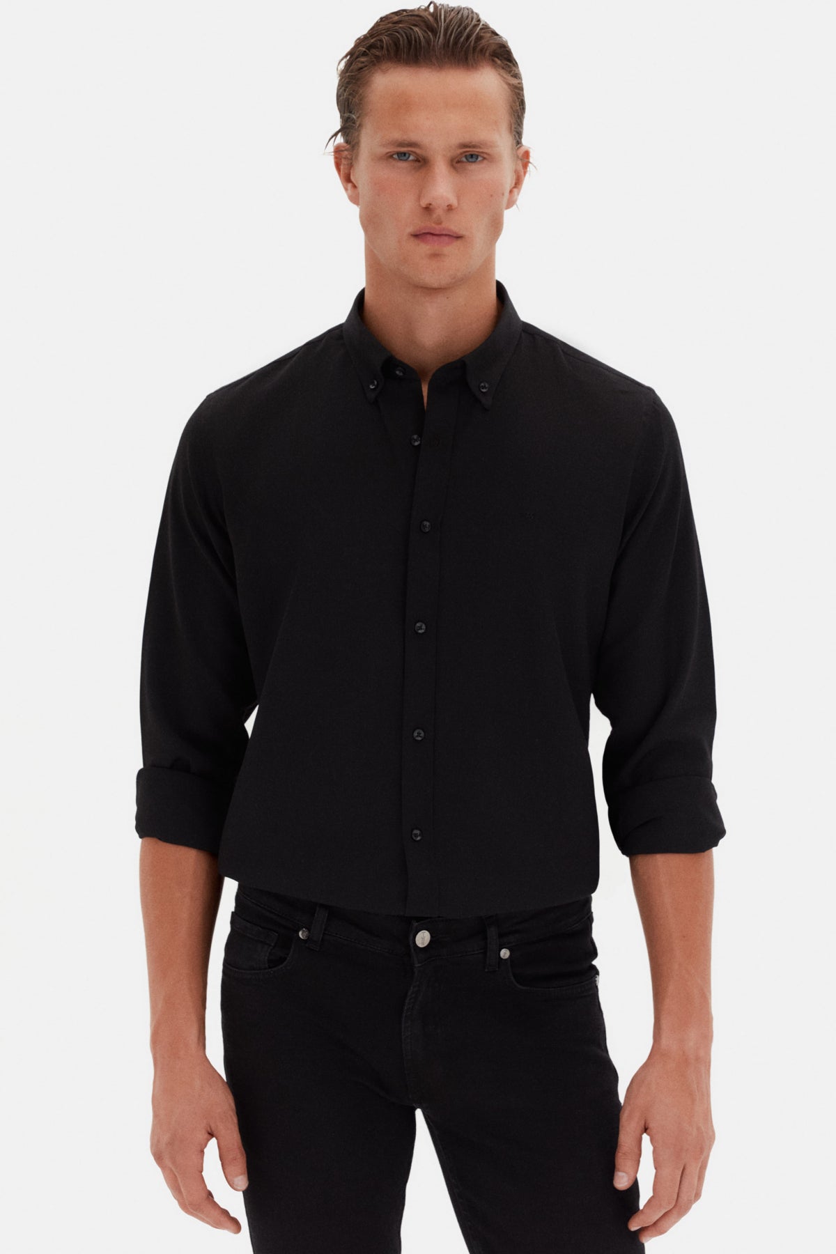 CAMASA SLIM FIT D'S DAMAT  - Negru