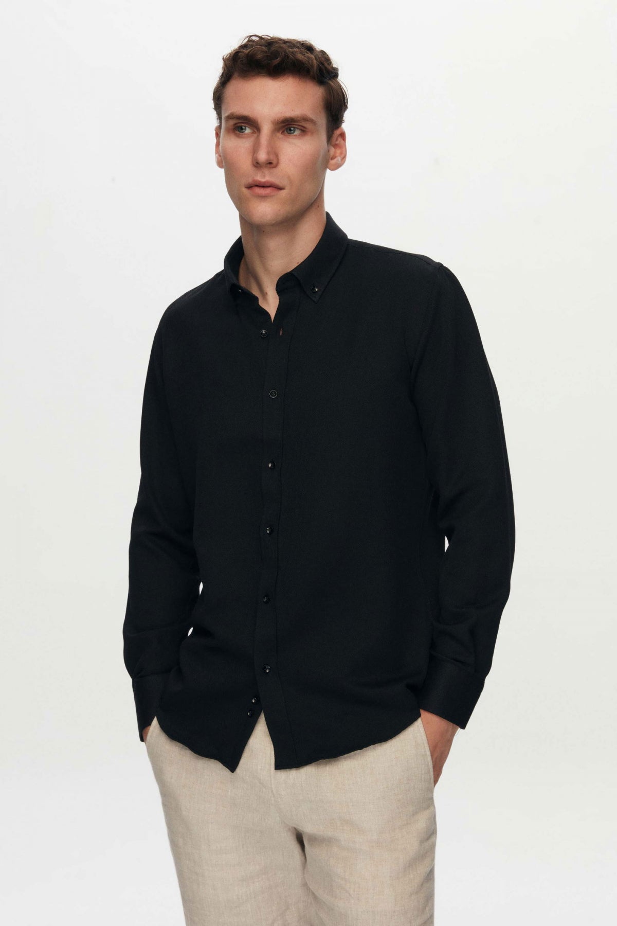 CAMASA SLIM FIT D'S DAMAT  - Negru