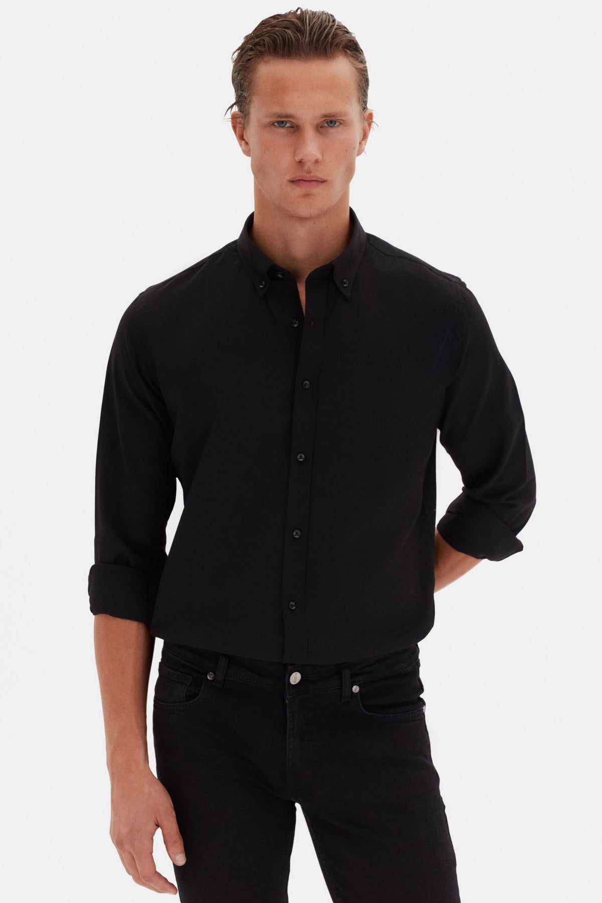 CAMASA SLIM FIT D'S DAMAT  - Negru