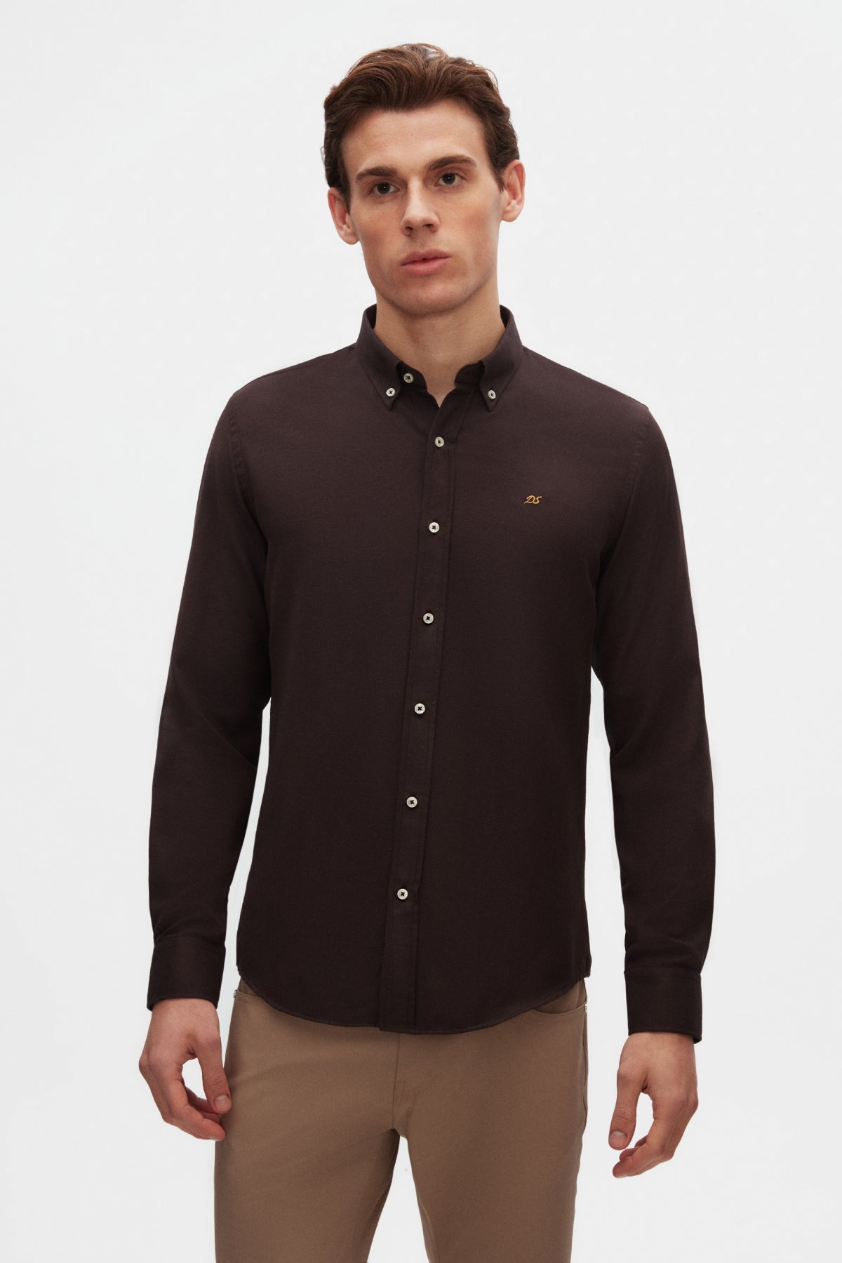 CAMASA SLIM FIT D'S DAMAT  - Maro Închis