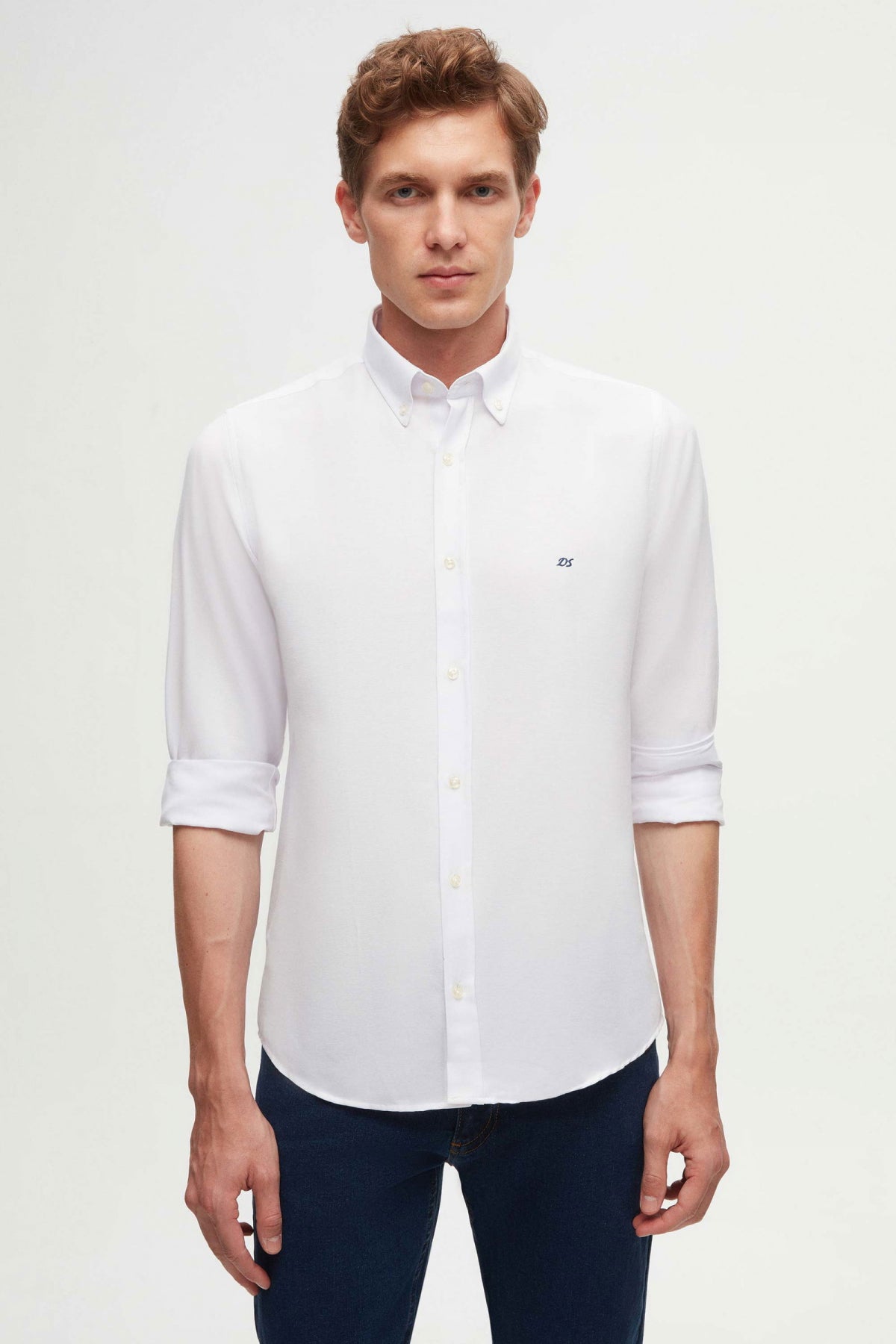 CAMASA SLIM FIT D'S DAMAT  - Alb