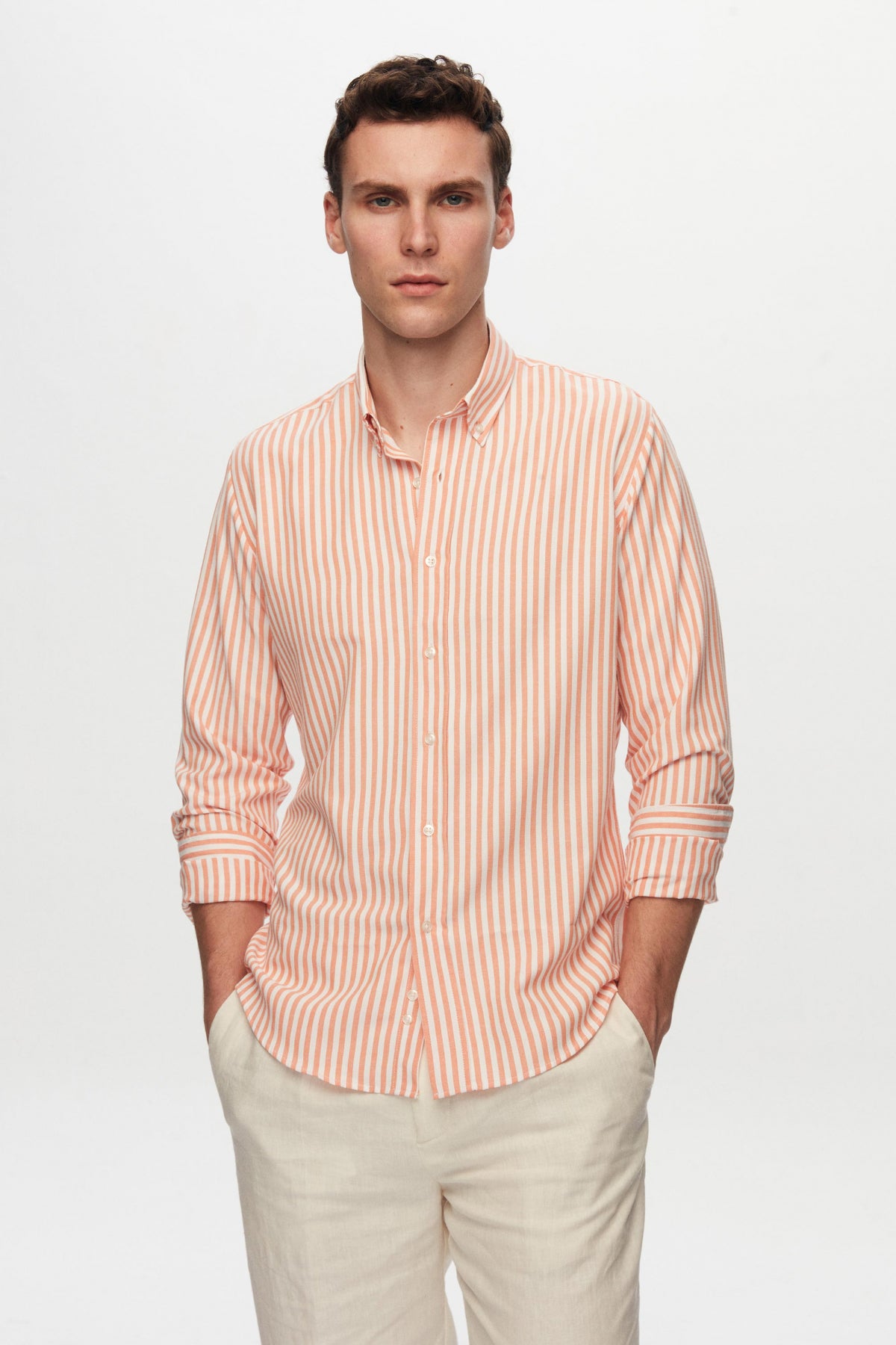CAMASA D'S DAMAT SLIM FIT  - Portocaliu
