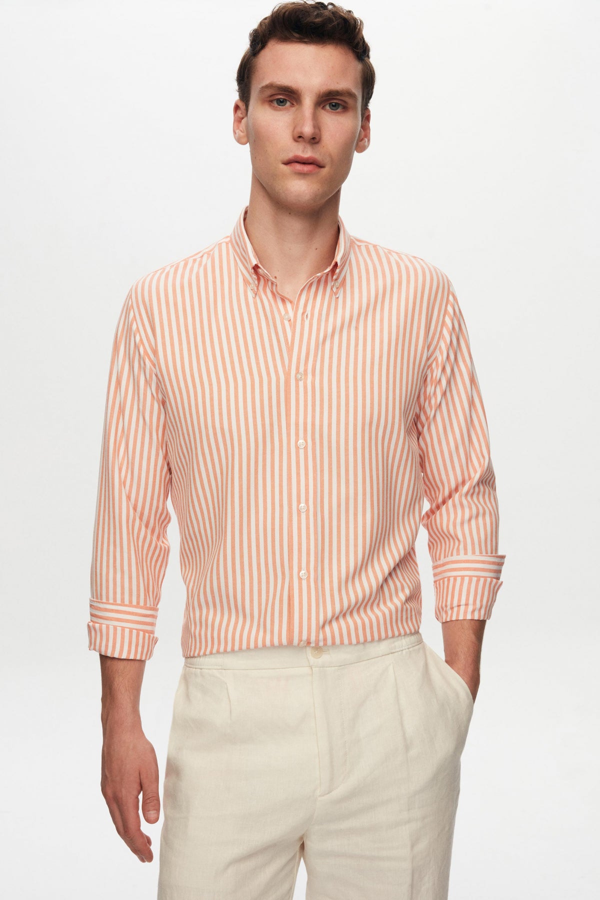 CAMASA D'S DAMAT SLIM FIT  - Portocaliu