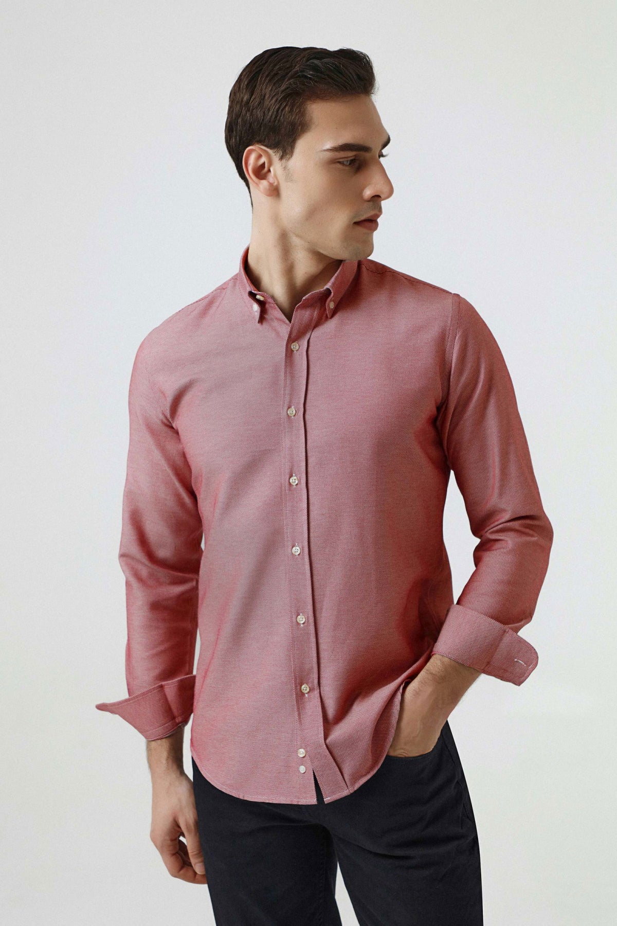 CAMASA CASUAL SLIM FIT D'S DAMAT  - Roșu
