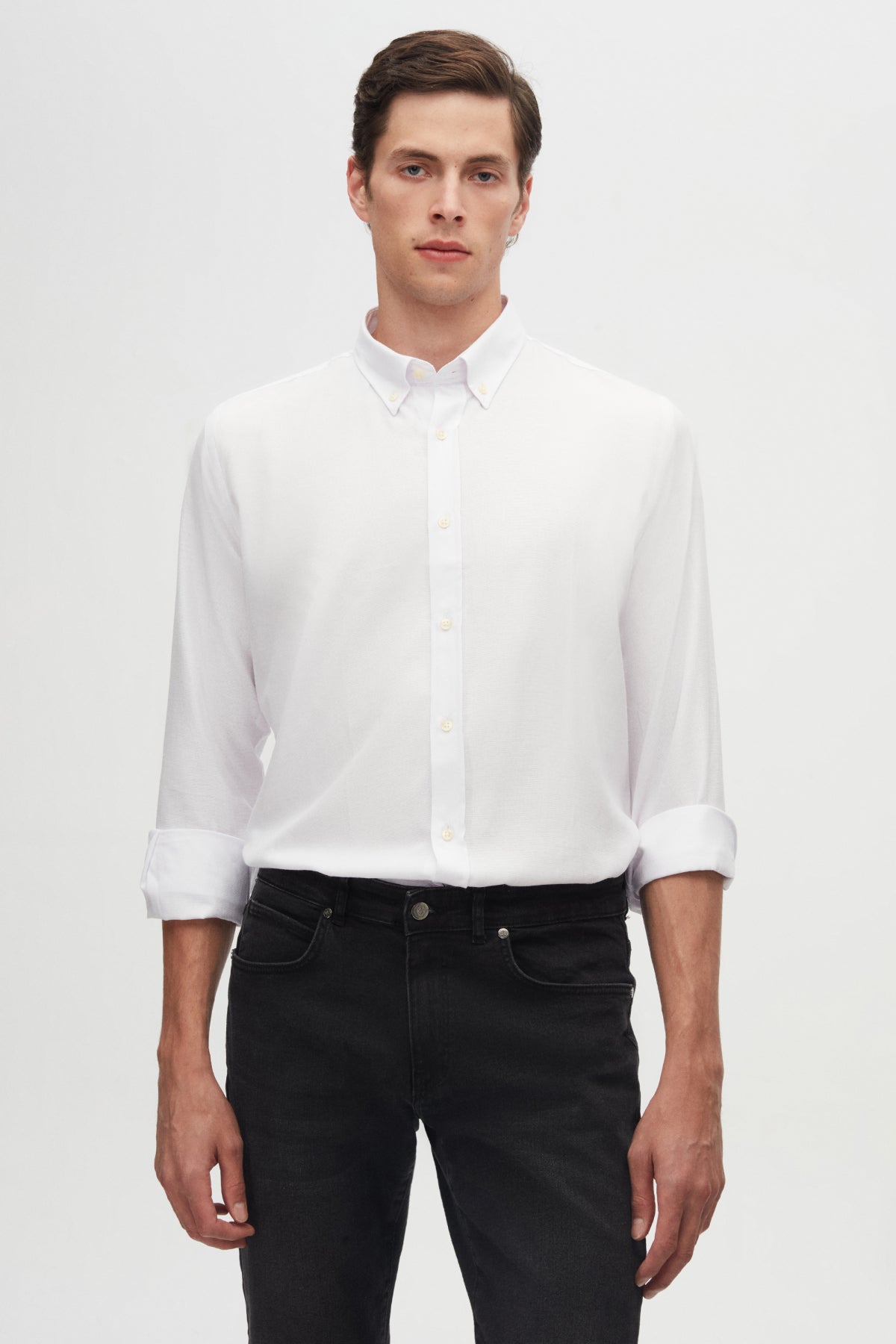 CAMASA CASUAL SLIM FIT D'S DAMAT  - Alb