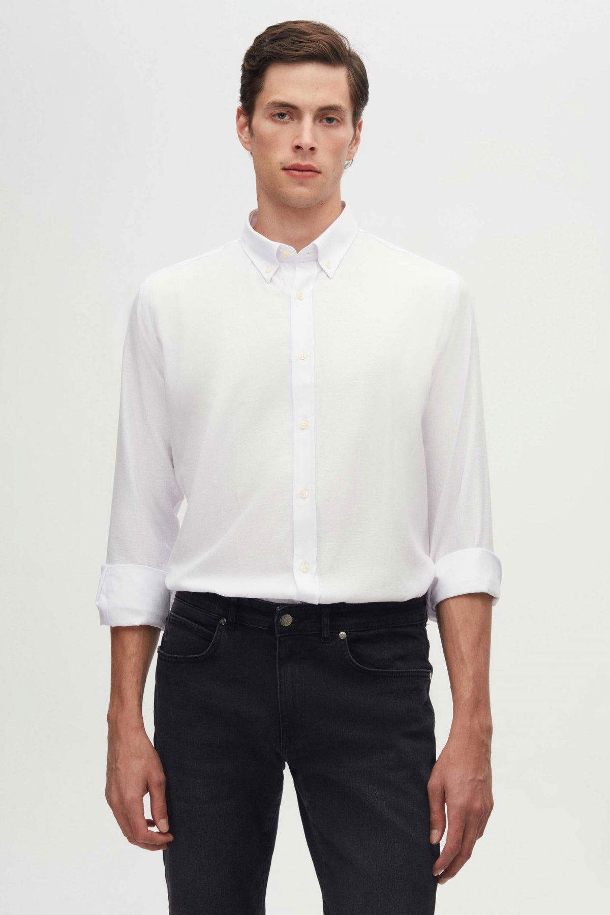 CAMASA CASUAL SLIM FIT D'S DAMAT  - Alb