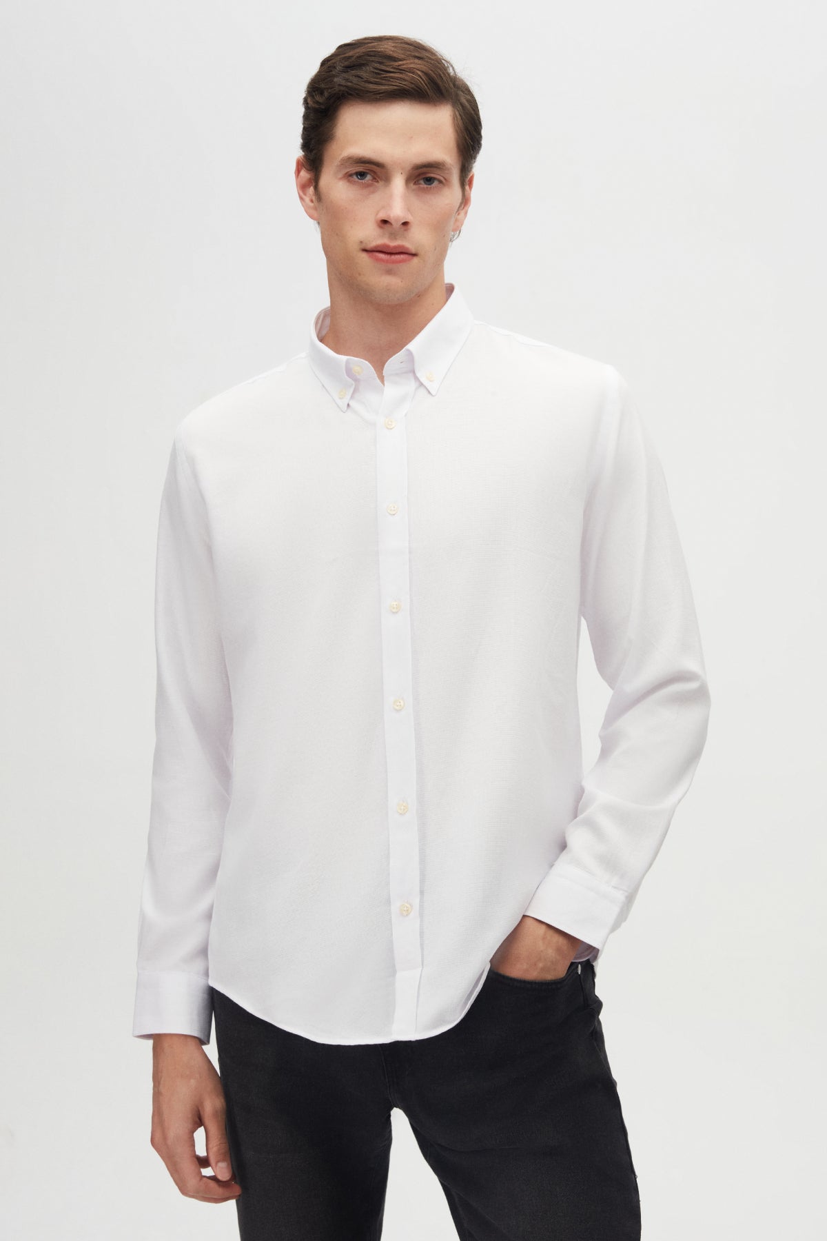 CAMASA CASUAL SLIM FIT D'S DAMAT  - Alb