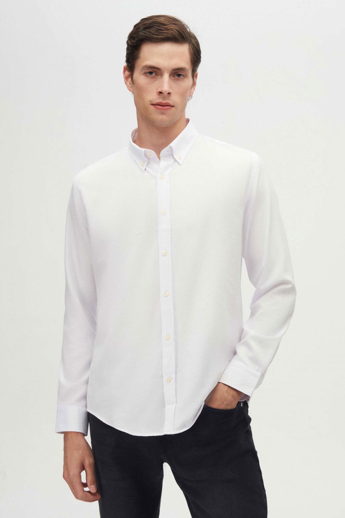 CAMASA CASUAL SLIM FIT D'S DAMAT  - Alb