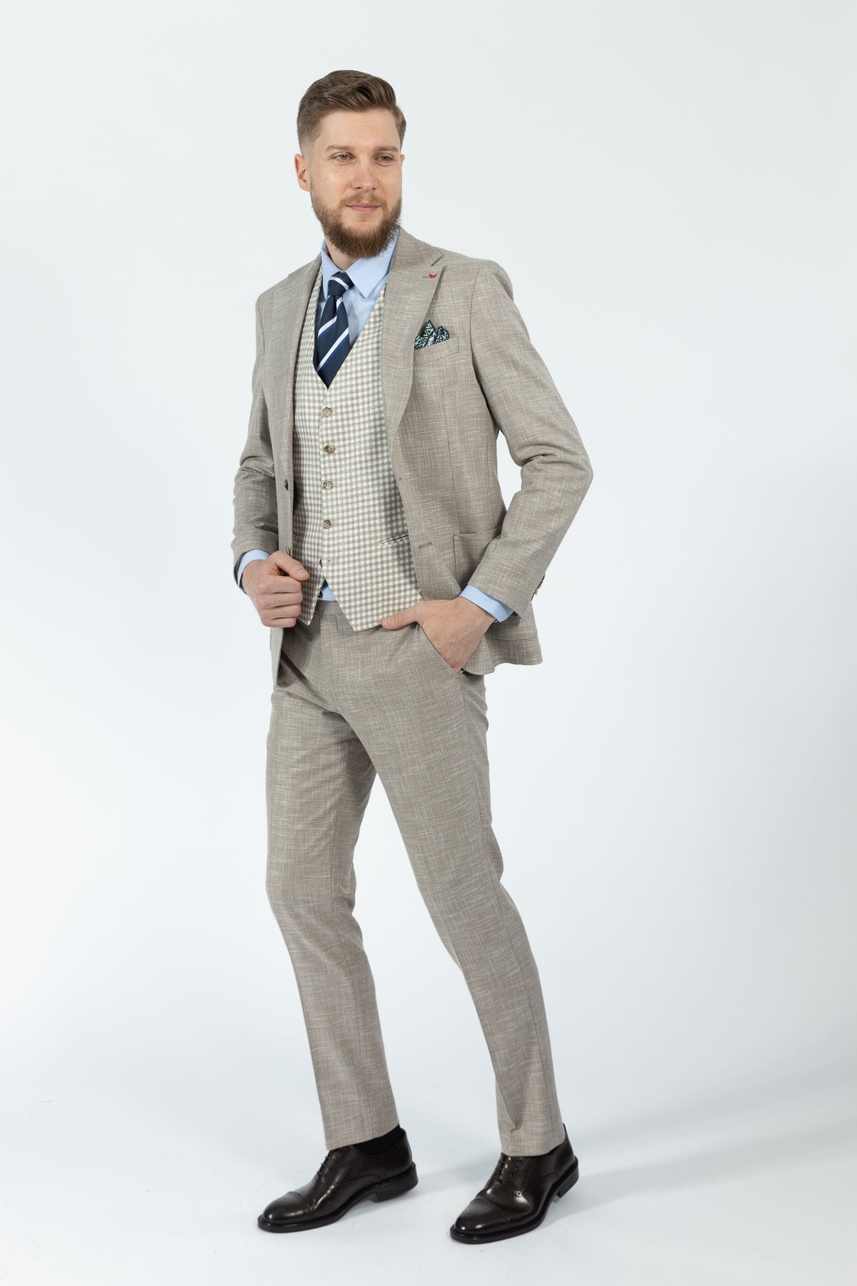 COSTUM CU VESTA SLIM FIT D'S DAMAT  - Bej