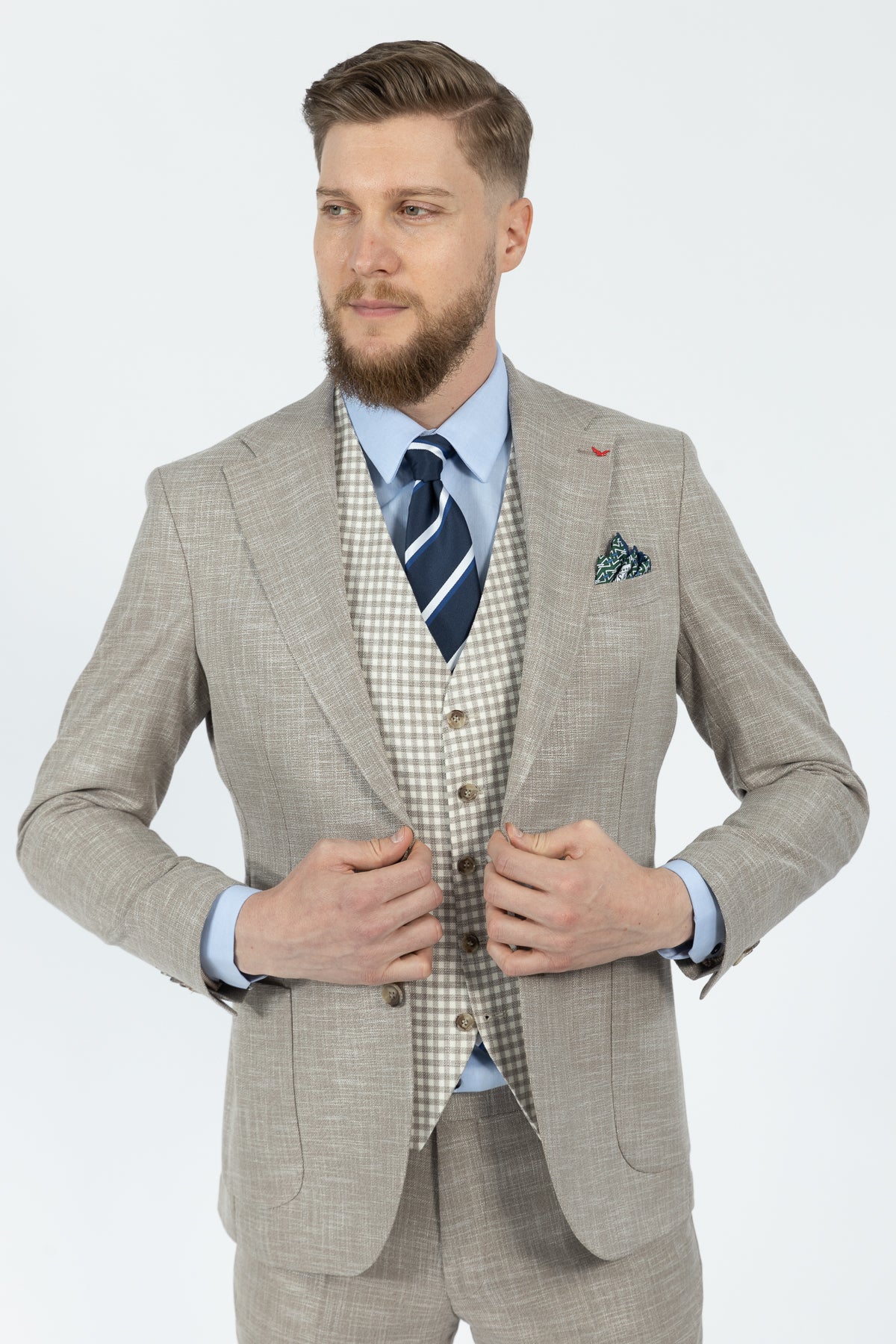 COSTUM CU VESTA SLIM FIT D'S DAMAT  - Bej