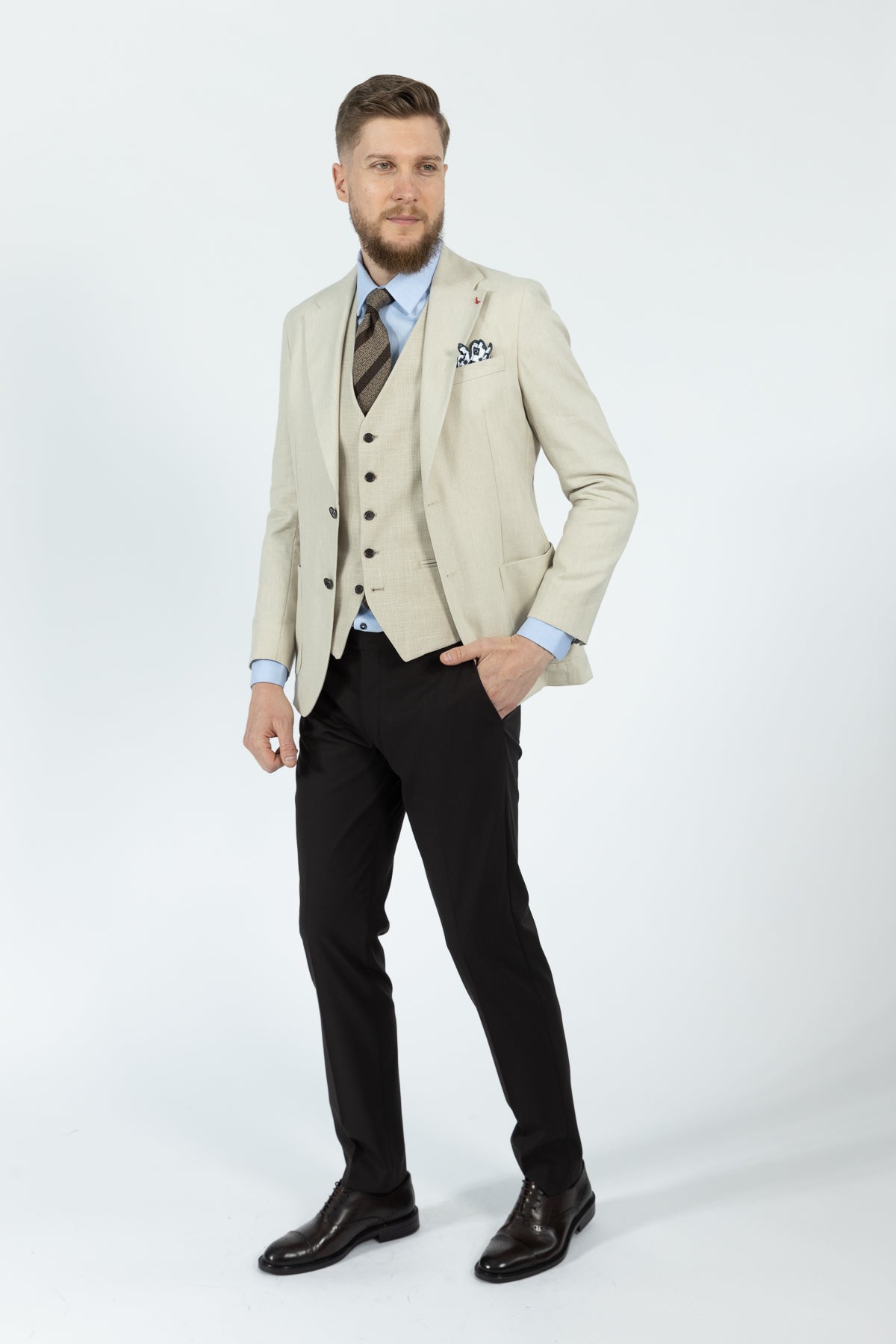 COSTUM CU VESTA SLIM FIT D'S DAMAT  - Bej