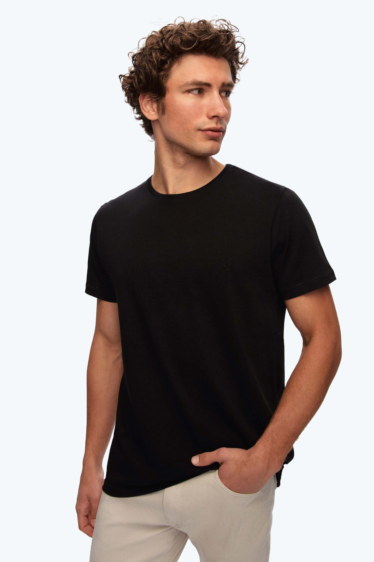 TRICOU SLIM FIT D'S DAMAT  - Negru
