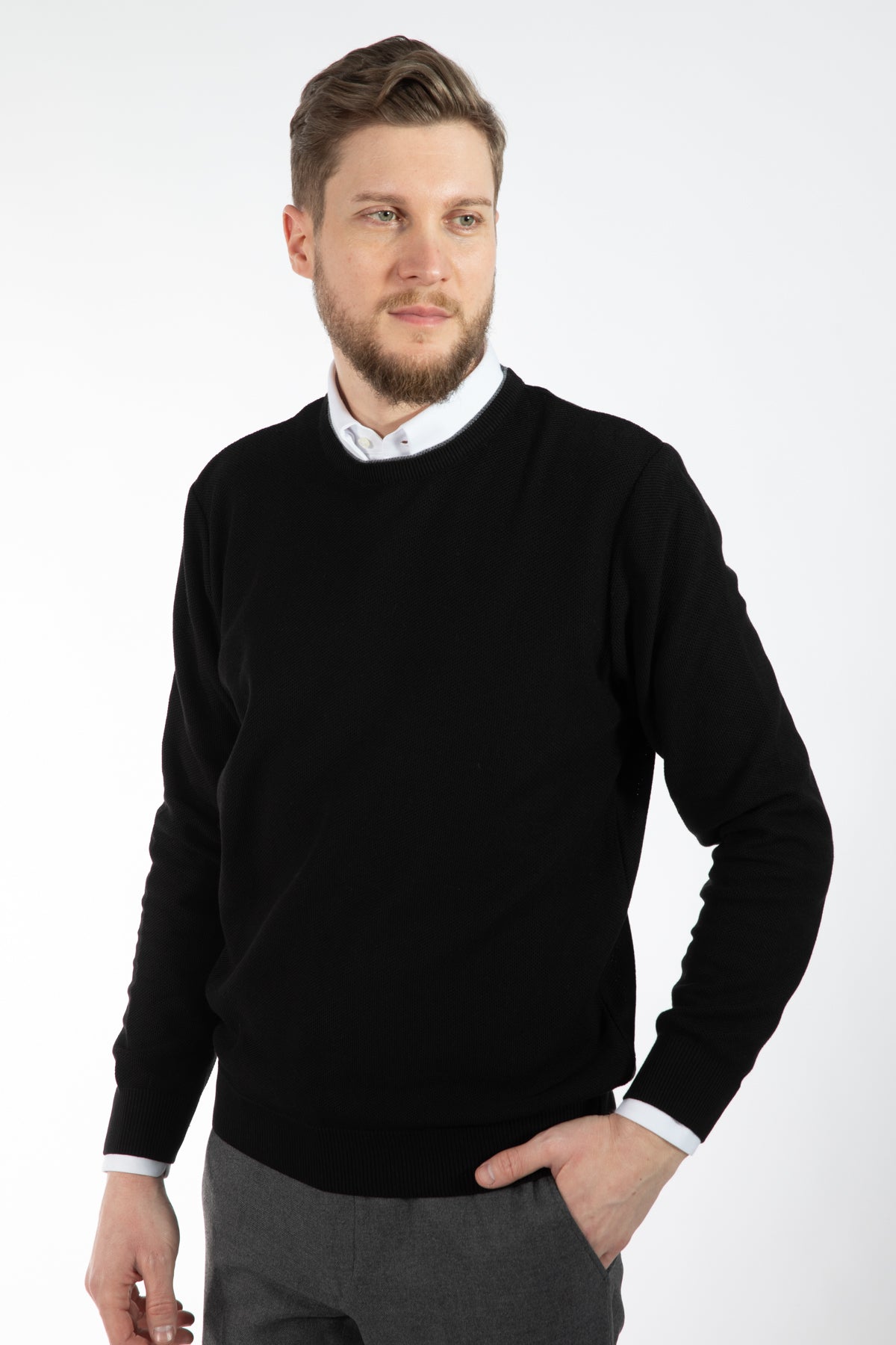 PULOVER REGULAR FIT D'S DAMAT  - Negru