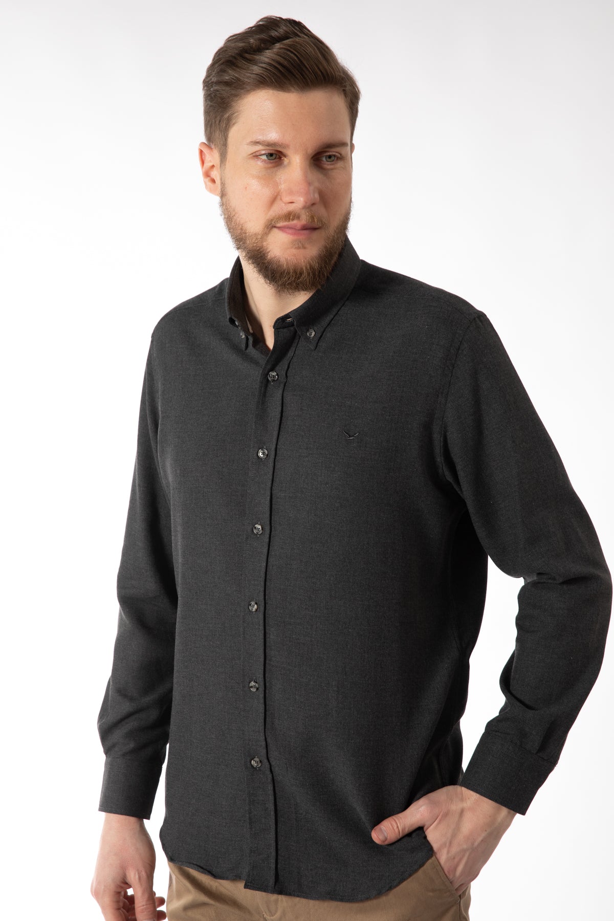 CAMASA CASUAL REGULAR FIT  D'S DAMAT  - Negru
